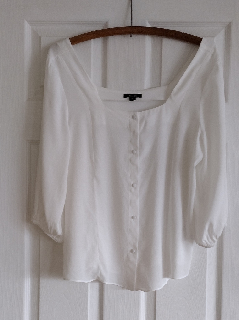 RW&CO. White Square-Neck Button Front Blouse